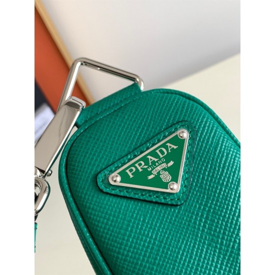 Prada Triangle Shoulder Bag In Green Saffiano Leather