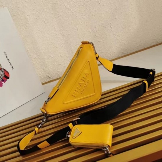 Prada Triangle Shoulder Bag In Yellow Leather