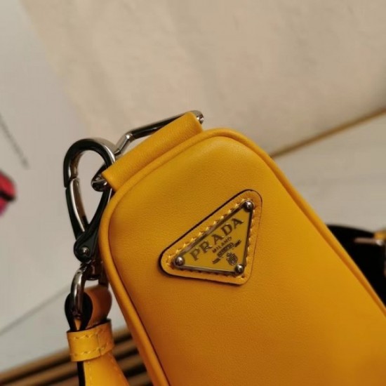 Prada Triangle Shoulder Bag In Yellow Leather