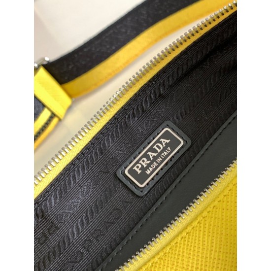 Prada Triangle Shoulder Bag In Yellow Saffiano Leather