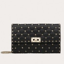 Valentino Rockstud Spike Crossbody Clutch In Crinkled Lambskin 