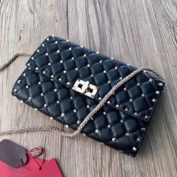 Valentino Rockstud Spike Crossbody Clutch In Crinkled Lambskin 