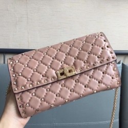 Valentino Rockstud Spike Crossbody Clutch In Poudre Lambskin