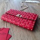 Valentino Rockstud Spike Crossbody Clutch In Red Lambskin