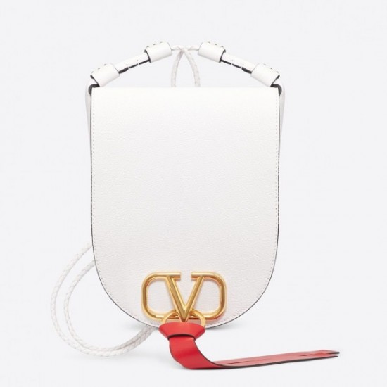 Valentino Medium Vring Crossbody Bag In White Goatskin