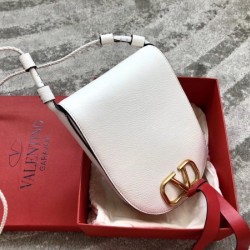 Valentino Medium Vring Crossbody Bag In White Goatskin