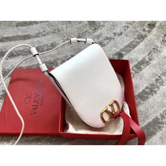 Valentino Medium Vring Crossbody Bag In White Goatskin