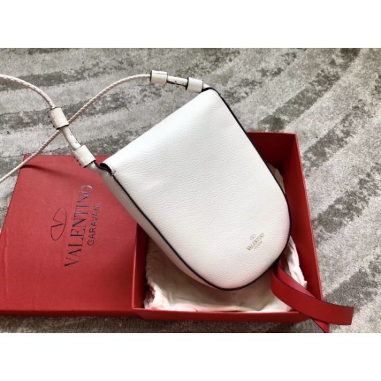 Valentino Medium Vring Crossbody Bag In White Goatskin