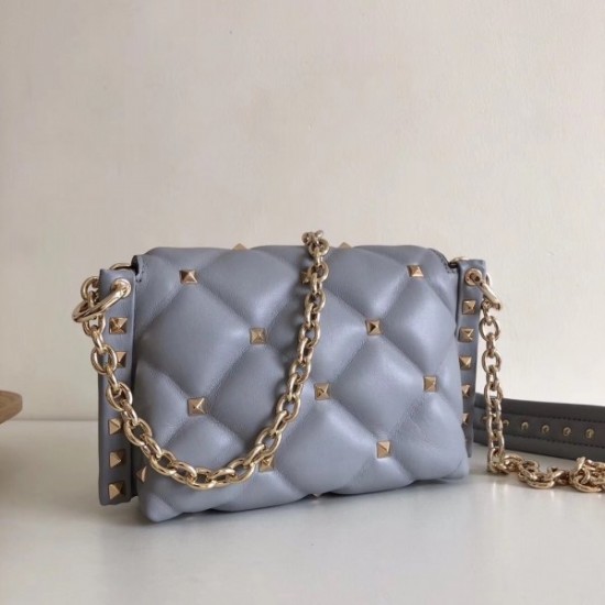 Valentino Mini Candystud Crossbody Bag In Pale Blue Lambskin