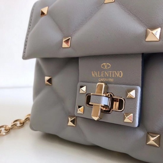 Valentino Mini Candystud Crossbody Bag In Pale Blue Lambskin