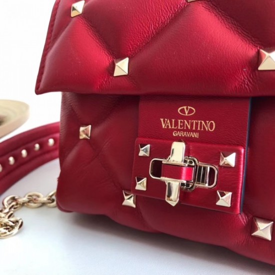 Valentino Mini Candystud Crossbody Bag In Red Lambskin