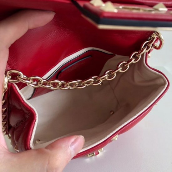 Valentino Mini Candystud Crossbody Bag In Red Lambskin