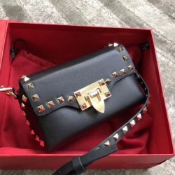 Valentino Mini Rockstud Crossbody Bag In Black Calfskin