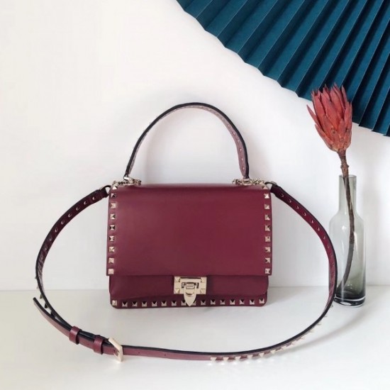 Valentino Rockstud Crossbody Bag In Red Calfskin 