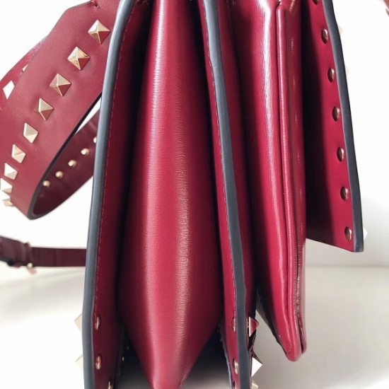 Valentino Rockstud Crossbody Bag In Red Calfskin 