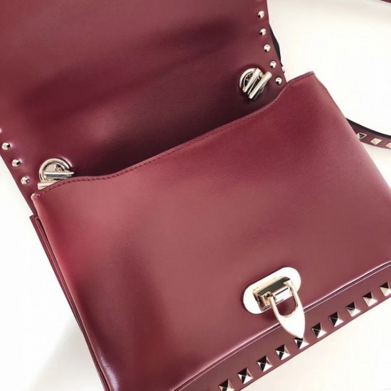 Valentino Rockstud Crossbody Bag In Red Calfskin 