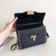 Valentino Rockstud Small Crossbody Bag In Black Grained Leather