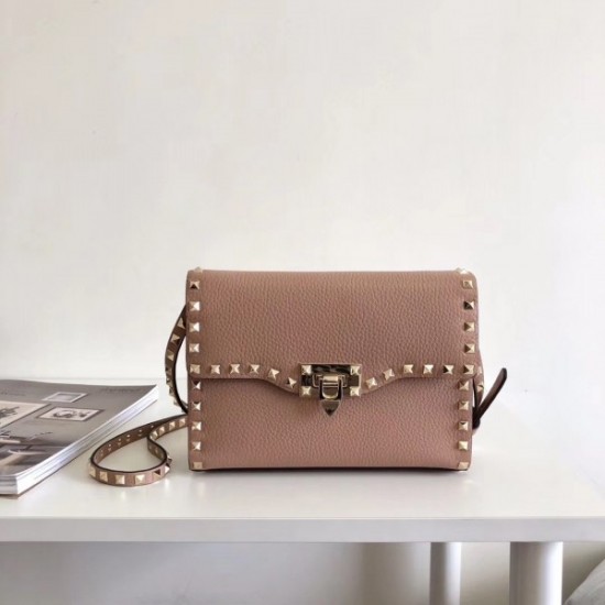 Valentino Rockstud Small Crossbody Bag In Poudre Grained Leather