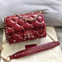 Valentino Small Candystud Crossbody Bag In Red Lambskin