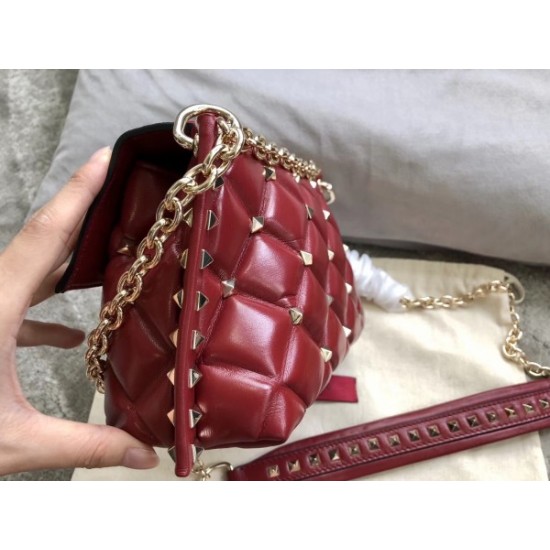 Valentino Small Candystud Crossbody Bag In Red Lambskin