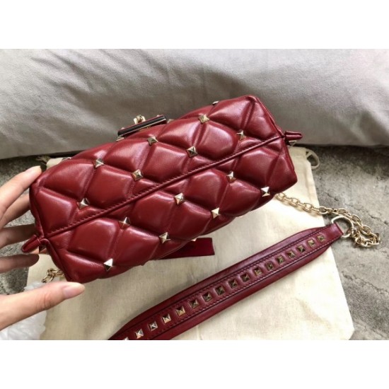 Valentino Small Candystud Crossbody Bag In Red Lambskin