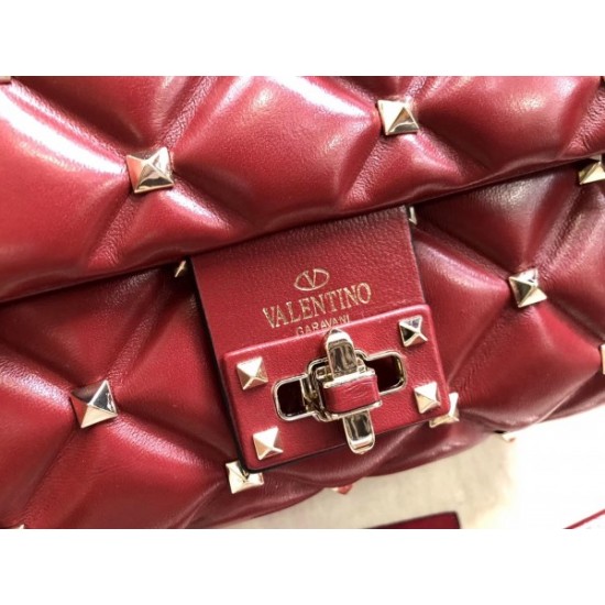 Valentino Small Candystud Crossbody Bag In Red Lambskin