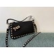 Valentino Small Rockstud Crossbody Bag In Black Grainy Calfskin