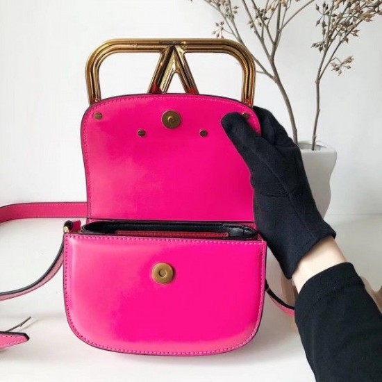 Valentino Small Supervee Crossbody Bag In Azalea Leather