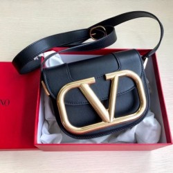 Valentino Small Supervee Crossbody Bag In Black Leather