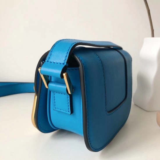 Valentino Small Supervee Crossbody Bag In Neon Blue Leather