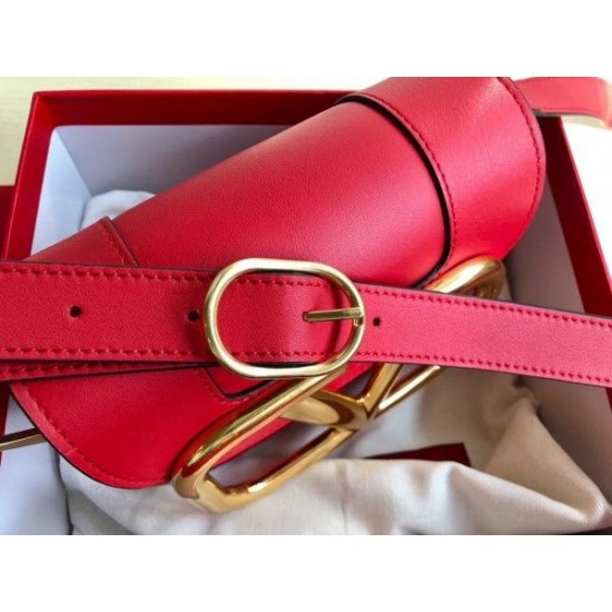 Valentino Small Supervee Crossbody Bag In Red Leather