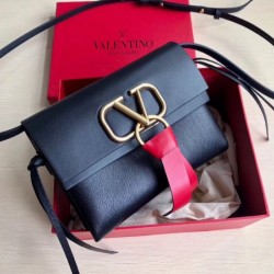 Valentino Small Vring Crossbody Bag In Black Calfskin 