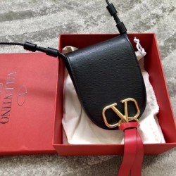 Valentino Small Vring Crossbody Bag In Black Goatskin