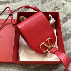 Valentino Small Vring Crossbody Bag In Red Goatskin