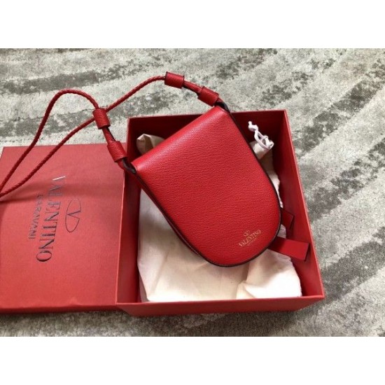 Valentino Small Vring Crossbody Bag In Red Goatskin