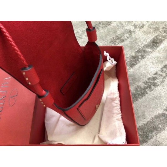 Valentino Small Vring Crossbody Bag In Red Goatskin