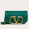 Valentino Supervee Crossbody Bag In Green Leather