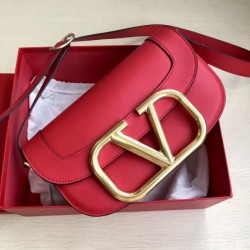 Valentino Supervee Crossbody Bag In Red Leather