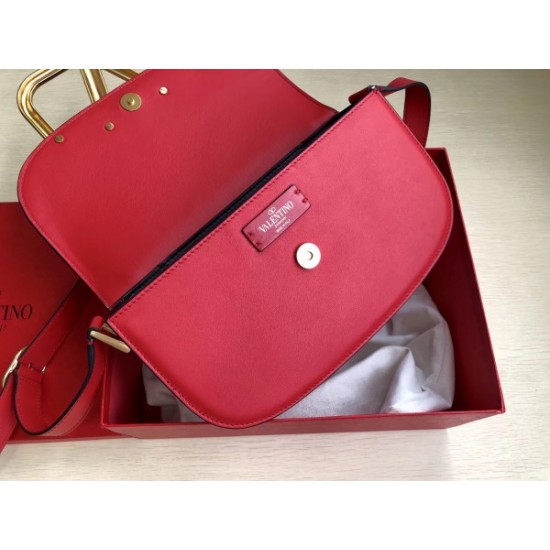 Valentino Supervee Crossbody Bag In Red Leather