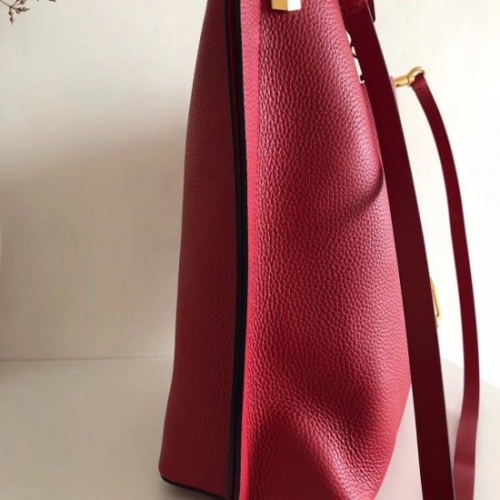 Valentino Escape Hobo Bag In Red Grained Calfskin