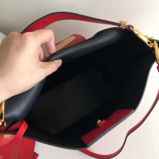 Valentino Escape Hobo Bag In Red Grained Calfskin