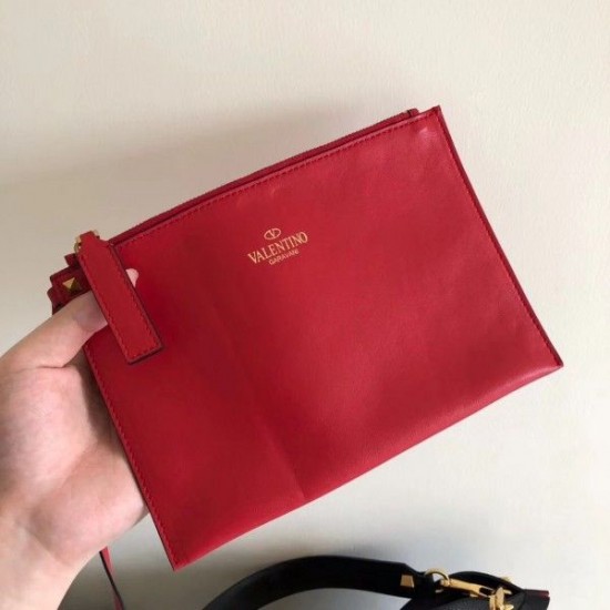 Valentino Escape Hobo Bag In Red Grained Calfskin