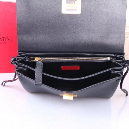 Valentino Garavani Black Medium VRing Shoulder Bag