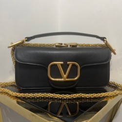 Valentino Loco Large Shoulder Bag In Black Calfskin