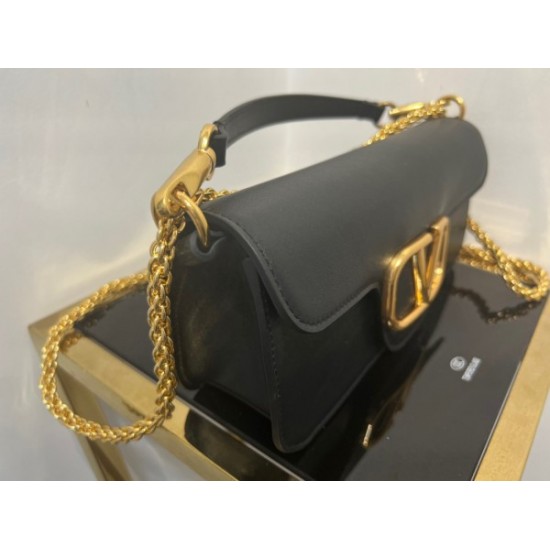 Valentino Loco Large Shoulder Bag In Black Calfskin