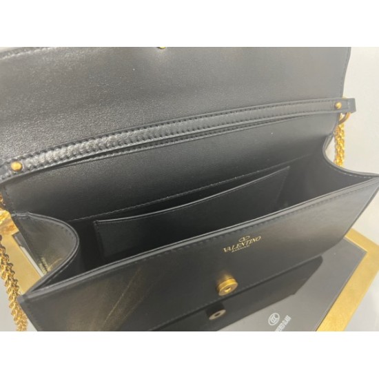 Valentino Loco Large Shoulder Bag In Black Calfskin