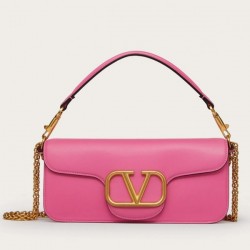 Valentino Loco Large Shoulder Bag In Pink Calfskin