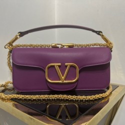 Valentino Loco Large Shoulder Bag In Purple Calfskin