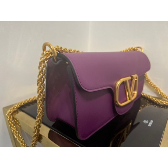 Valentino Loco Large Shoulder Bag In Purple Calfskin