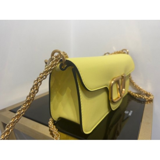 Valentino Loco Large Shoulder Bag In Yellow Calfskin